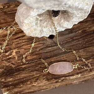 New 16 18" Gold Tone Stone Choker Necklace Pink